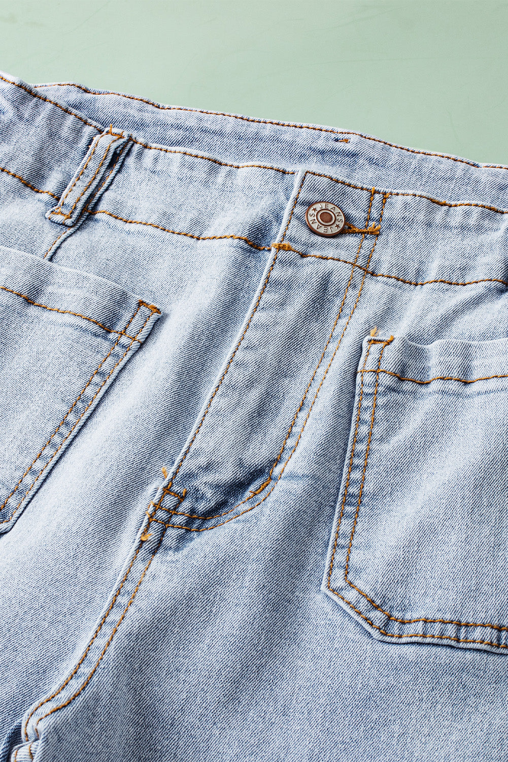 Beau Blue Acid Wash Contrast Edge Pocketed Cropped Jeans