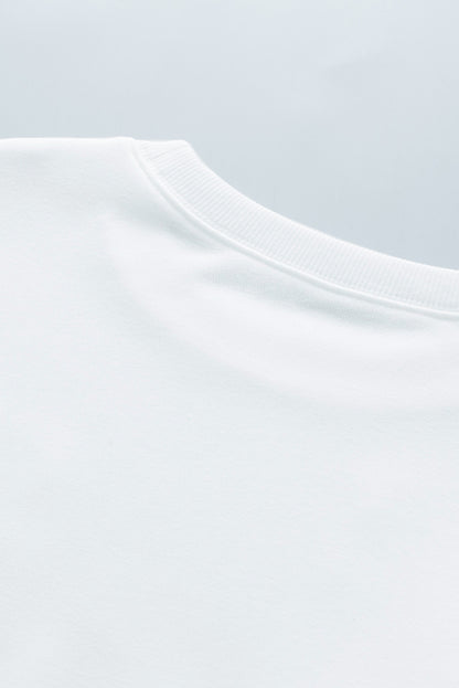 White Sequin Mardi Gras Graphic Pullover Sweatshirt