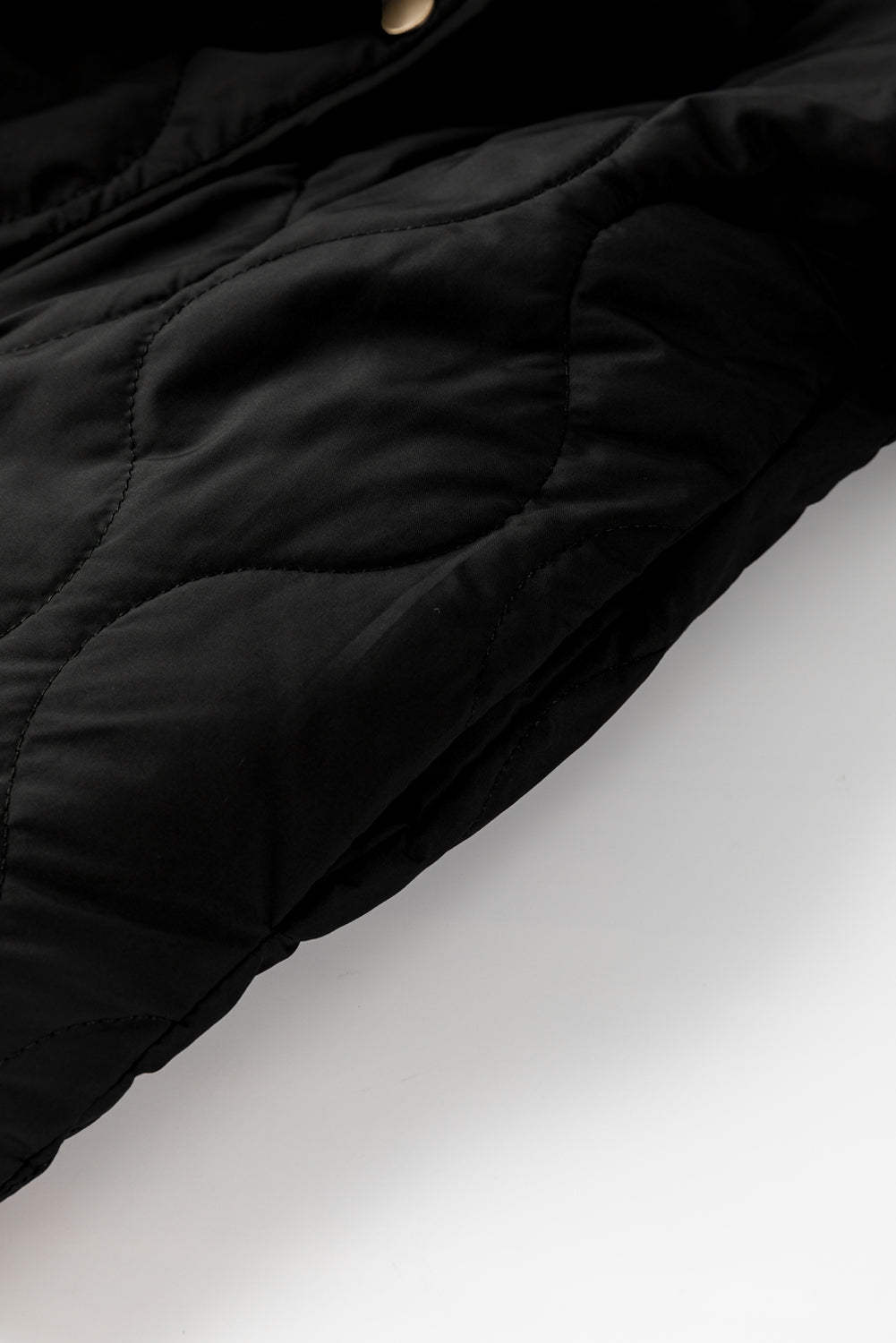 Black Snap Button Furry Reversible Coat